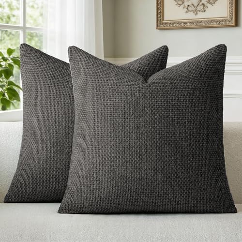 a moment Black Chenille Throw Pillow Covers 18x18 Inch Pack of 2 Modern Decorative Throw Pillow Covers Farmhouse Cross Covers Home Decor for Sofa Bedroom Living Room - color: Black, size: 18" x 18" (Pack of 2)