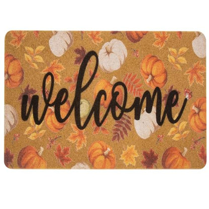 IZUS Fall Hello-Pumpkin Welcome-Doormats Outdoor-Entrance Autumn Harvest-Festival Non-Slip Frontdoor Mat 17x29inch - color: Harvest Pumpkin