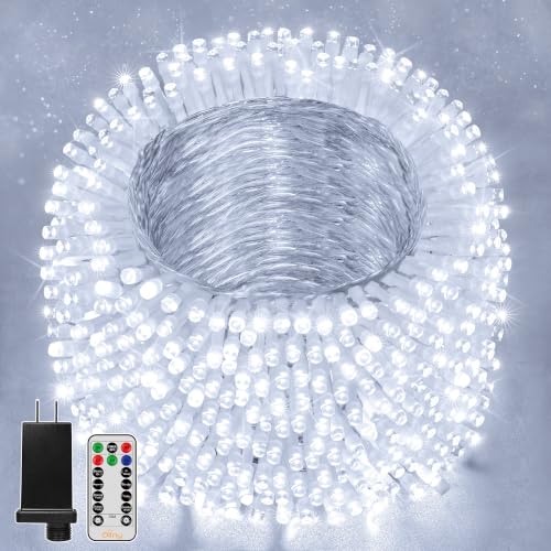 Ollny Christmas Lights Outdoor Cool White, 1000LED 328FT with Remote - color: Cool White, size: 1000 LEDs
