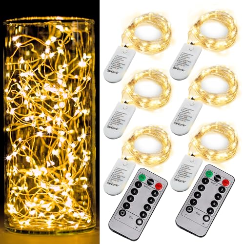 6 Pack Fairy Lights Battery Operated With Timer,2 Remotes,20 LED Warm White - color: Warm White, size: 6.5ft