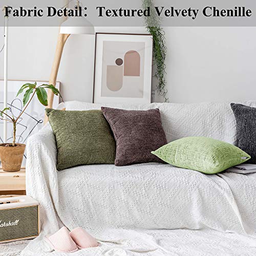Home Brilliant Pillow Covers 18x18 Accent Throw Pillow Covers Striped Chenille Velvet Cushion Cover for Couch Decor, 2 Pack, 18x18 inch (45cm), Apple Green - color: Apple Green, size: 18" x 18" (Pack of 2)