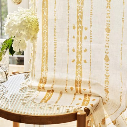 Yellow Boho Curtains for Living Room with Tassel 63 Inch 2 Panels - color: T-yellow, size: 52"W x 63"L (Pack of 2)