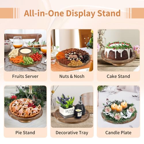 NUPTIO Wooden Cake Stand, Acacia Wood Cupcake Holder, 11.5 Inch - size: 11.5" Diameter