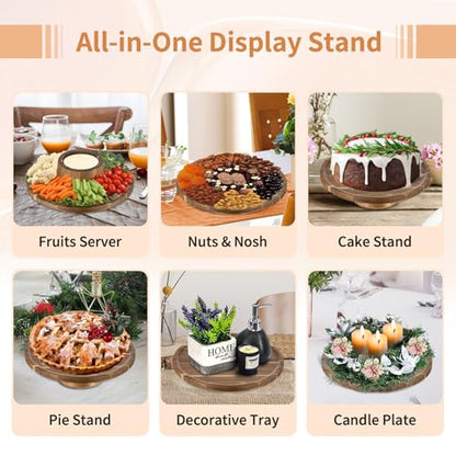 NUPTIO Wooden Cake Stand, Acacia Wood Cupcake Holder, 11.5 Inch - size: 11.5" Diameter