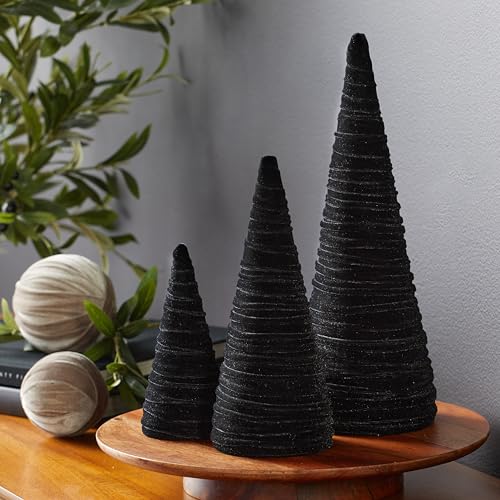 Your Heart's Content Black Velvet Trees Set of 3 (Black) - color: Black