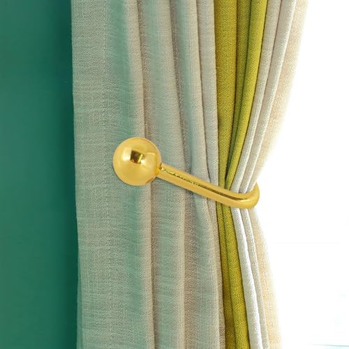 Curtain Holdback, 2 Pcs Wall Mounted Drapery Tiebacks with Screws, Gold - color: 2 Pcs, Gold
