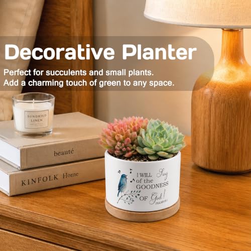 Christian Bird Plant Pots, Psalms 89:1 Bible Verse Religious Ceramic Succulent Flower Planters(No Plants) - color: Psalms B