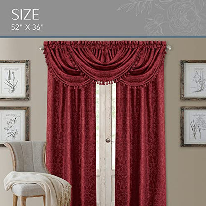 Antonia Waterfall Tassel Window Valance, Rouge - 52" W x 36" L - color: Rouge