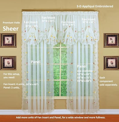 Today's Curtain,Vineyard 3-D Appliqué,Panel 63", Ecru, 59" W x 63" L - color: Ecru, size: 59"W x 63"L (Pack of 1)