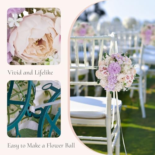 Flower Balls Centerpieces Tables: Purple White Silk Rose, 4Pcs - color: Purple Pink White, size: 4 PCS
