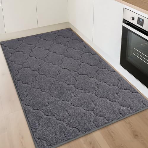 COSY HOMEER Kitchen Rugs Non Slip Washable 32"x48",Dark Grey - color: Dark Grey, size: 32"X 48"