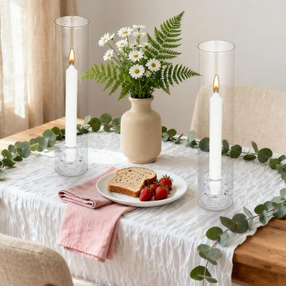 Garvee 6-Pack Glass Hurricane Candle Holders, 12" Tall Clear Candleholder Chimney Tube, 2.2" Taper Candlestick Holder with Cylinder Sleeves for Wedding Christmas Birthday Decor