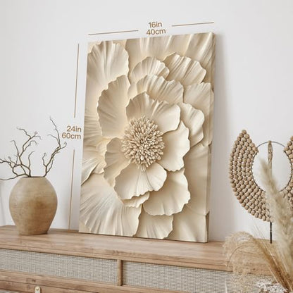 Hianan Wrapped Canvas Neutral Beige Botanical Wall Art Set of 3, 12x16 in - color: Beige, size: 16"L x 12"W