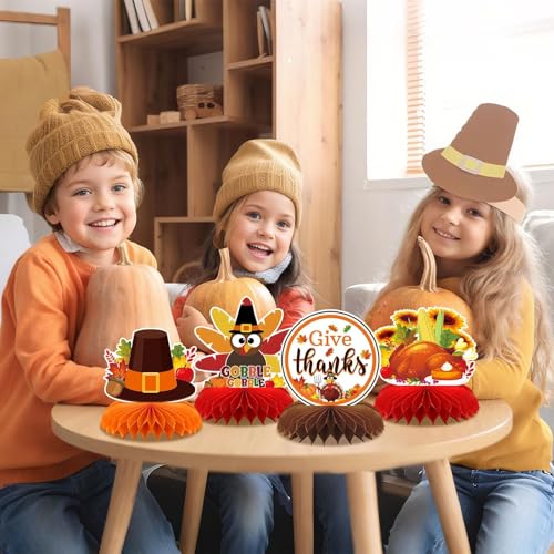 10 Pcs Thanksgiving Honeycomb Centerpieces, Fall Table Decorations - style: Thanksgiving Style