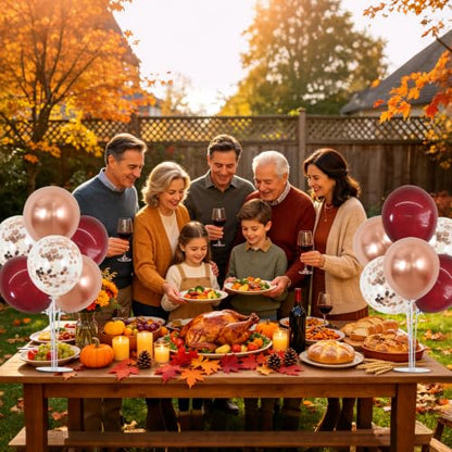 TONIFUL 4 Set Burgundy Rose Gold Balloon Stand Centerpieces for Table - color: Burgundy Rose Gold