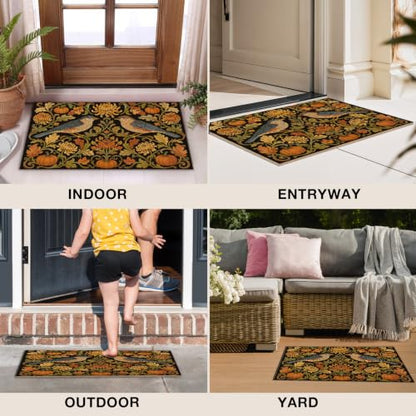 Fall Bird Pumpkin Faux Coco Coir Doormat Door Mat 17x30 Inch - color: Fall Bird