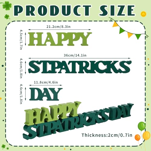 Yalikop St. Patrick's Day Table Decorations Wooden Happy St. Patrick's Day Sign Decorations Blocks Indoor Home Decorative Signage for Tables Office Wall Shelf Desk Shelf Mantel - style: St. Patrick's Day