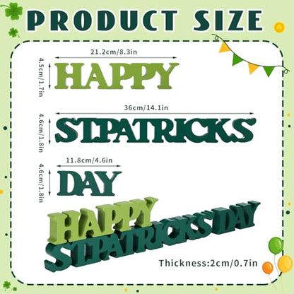 Yalikop St. Patrick's Day Table Decorations Wooden Happy St. Patrick's Day Sign Decorations Blocks Indoor Home Decorative Signage for Tables Office Wall Shelf Desk Shelf Mantel - style: St. Patrick's Day