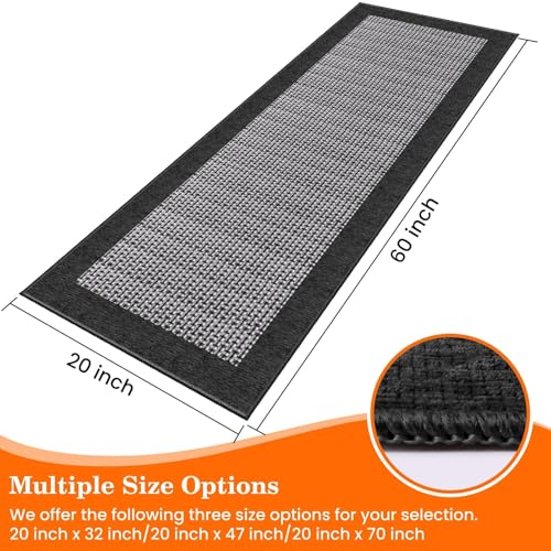 StepRite Kitchen Rugs, Kitchen Mats for Floor, 60"x20" Non-Slip Machine-Washable Kitchen Throw Rug, Absorbent Runner Rugs Office, Sink Standing Desk Mat, Decor Carpet, Black - color: Black, size: 60"x20"