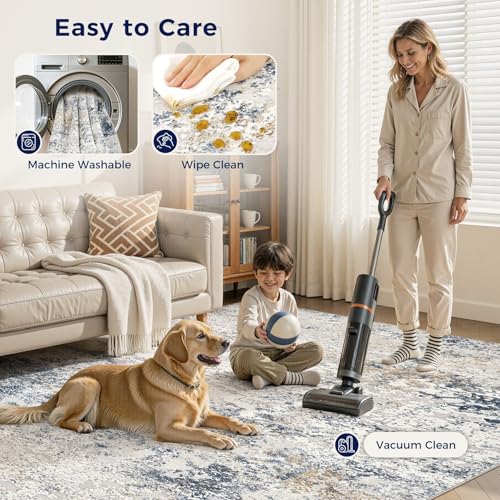 DMOYEST Area Rug Living Room Rugs 5x7 Washable Abstract Beige Blue Carpet - color: Beige Blue, size: 5' x 7' (Rectangular)