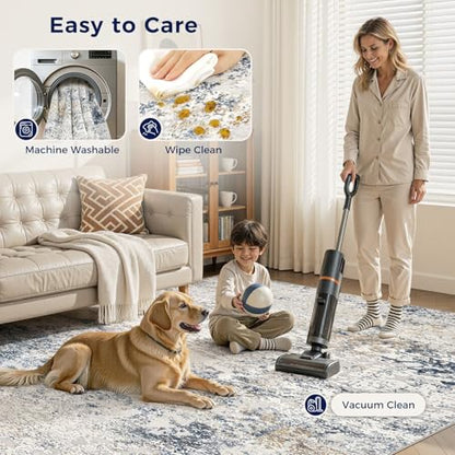 DMOYEST Area Rug Living Room Rugs 5x7 Washable Abstract Beige Blue Carpet - color: Beige Blue, size: 5' x 7' (Rectangular)