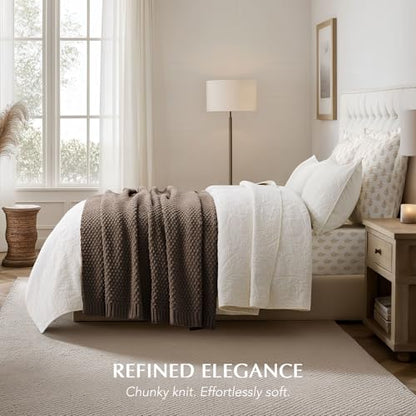 EVERGRACEHOME Chunky Chenille Knit Throw Blanket, 50 x 60, Cocoa Brown - color: Cocoa Brown, size: 50" X 60"