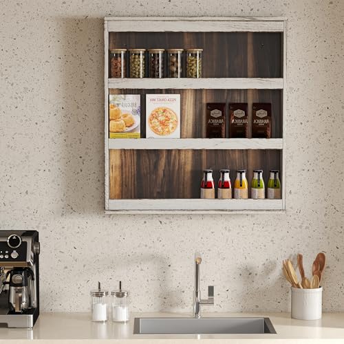 Nisorpa 3 Tier Spice Rack Wall Mount,19.68 x 3.35 x 21.25 Inches - color: Paulownia
