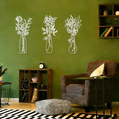 Embewhis Wall Decor Metal Flowers 3pcs, Rustic Farmhouse Flower Sculptures, 13.7" Wall Art Decor, Drill-Free Install Option for Living Room, Kitchen, Bedroom & Bathroom - size: J
