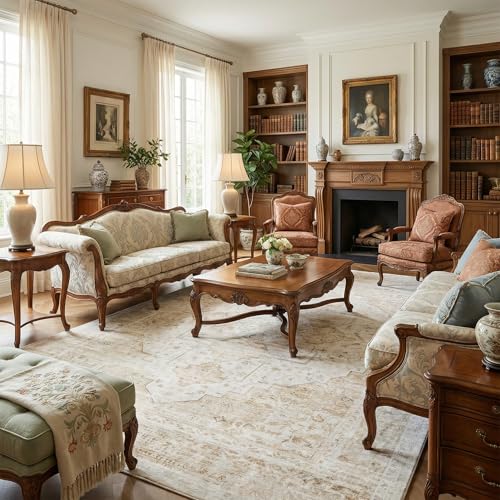6x9 Washable Vintage Area Rug - Distressed Non-Slip Rugs Soft Large Retro Carpets for Living Room Bedroom Dining Room Office Home Decor, Beige - color: Light Brown, size: 6' x 9' (Rectangular)