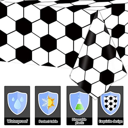 Tevxj 3 Pieces Soccer Party Tablecloths for Soccer Birthday Decorations Plastic Disposable Sports Ball Party Table Covers for Rectangle Tables Birthday Supplies Favors, 54 x 108 Inches - style: Soccer