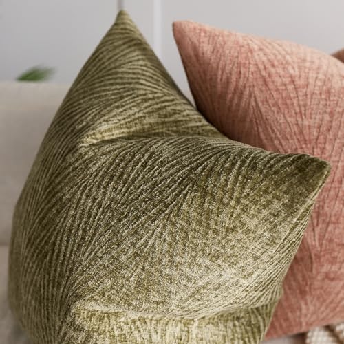Throw Pillow Covers 18x18 Inch Set of 2, Textured Leaf, Green - color: Green, size: 18" x 18" (Pack of 2)