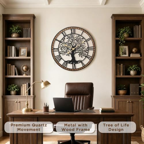 Micasso Large Wall Clock Decorative: 30 Inch Tree of Life Battery Operated - color: Tree, size: 30 Inch