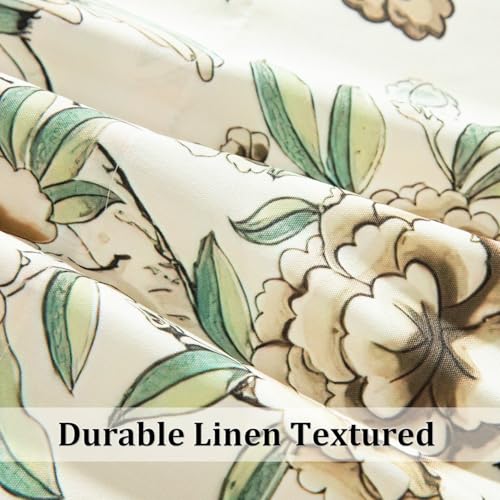 Leeva Linen Textured Bird & Floral Window Valance, 60 x 18, 1 Panel, Beige - color: M9, size: 60"W x 18"L (Pack of 1)