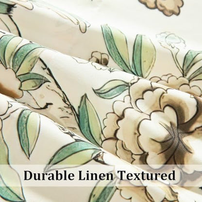 Leeva Linen Textured Bird & Floral Window Valance, 60 x 18, 1 Panel, Beige - color: M9, size: 60"W x 18"L (Pack of 1)
