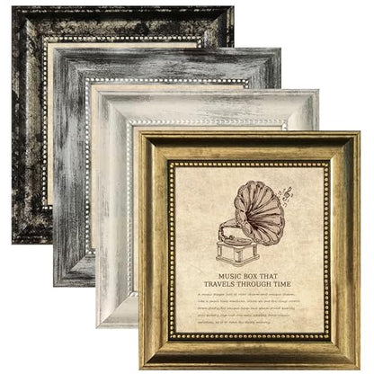 5x5 Picture Frames Set of 4- Rustic Retro Photo Frame with Real Glass Wall Mount and Tabletop Display Family Friends Wedding Gift - color: ps-Mix Color-4pcs, size: 5x5in