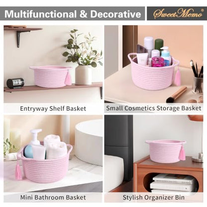 3-Pack Small Gift Basket Empty to Fill, Cellophane Bag & Ribbon, Pink - color: Pastel Pink, size: 3 Pack