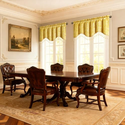 Leeva Yellow Floral Scalloped Rod Pocket Window Valance, 52 x 18, 1 Panel - color: Yellow