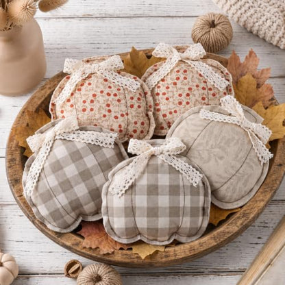 Wenqik 5 Pcs Decorative Pumpkins, Fall Harvest Tiered Tray Table Decoration - style: Pumpkin