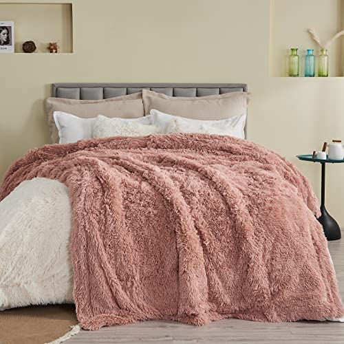 GONAAP Fuzzy Faux Fur Throw Blanket for Couch, Pink, 50"x60" - color: Pink, size: Throw(50"x60")