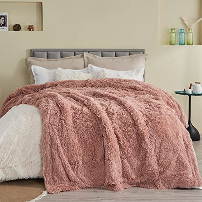 GONAAP Fuzzy Faux Fur Twin Blanket for Couch, Pink, 60"x80" - color: Pink, size: Twin(60"x80")