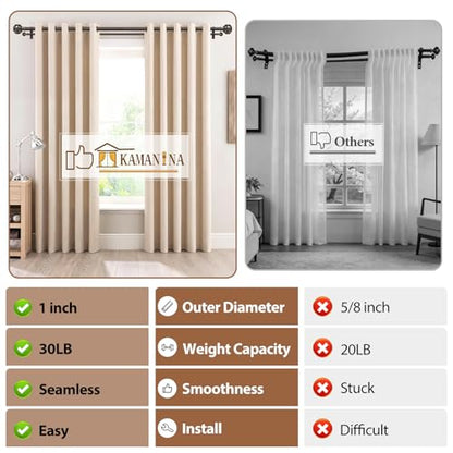 KAMANINA Double Curtain Rod for Windows 48 to 84 Inch, Adjustable, Bronze - color: Antique Bronze, size: 48-84"