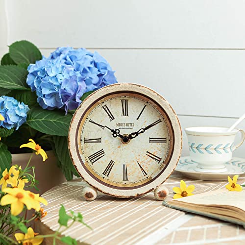 NIKKY HOME Vintage Metal Table Clock, Silent Non-Ticking