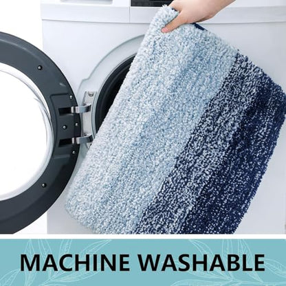 Arotive Microfiber Bathroom Rugs, Shaggy Soft Absorbent Bath Rug, 24x16 - color: Airy Blue, size: 24" X 16"