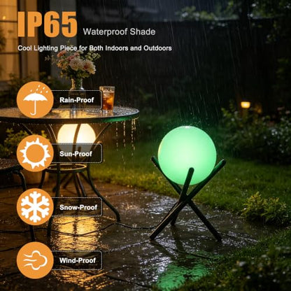 Lightdot 11.8-Inch Outdoor Globe Floor Lamp, 9W RGBCW & 3000K Warm White - color: 11.8''RGBCW