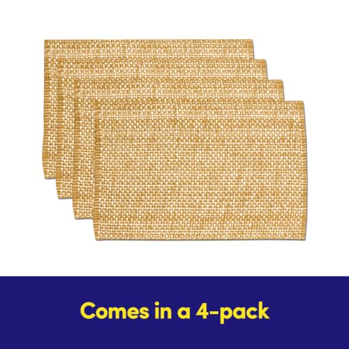 Sweet Home Collection 100% Cotton Placemats for Dining Room Rectangle Two Tone Woven Fabric 13" x 19" Soft Durable Table Mat Set, Set of 4, Gold - color: Gold, size: Rectangle 13" x 19"