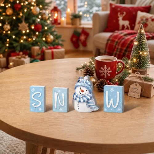 Smile Christmas Snow Winter Wooden Tabletop Decor - style: Letter Snow