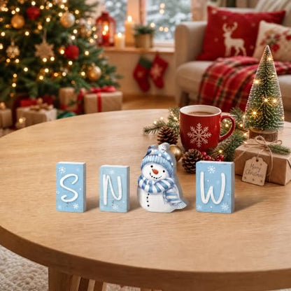 Smile Christmas Snow Winter Wooden Tabletop Decor - style: Letter Snow