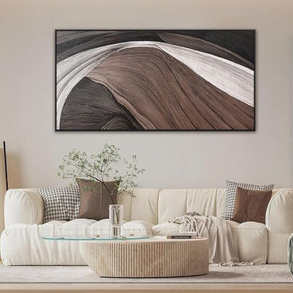 Framed Brown Abstract Canvas Wall Art For Living Room 24 X 48 - color: SaddleBrown black, size: 48"L x 24"W