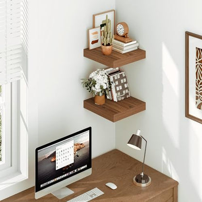 Vivelove Deep Floating Shelves,12 X 12 Inch，Walnut, Set of 2 - color: Walnut, size: 12”wx12”dx1.5”h