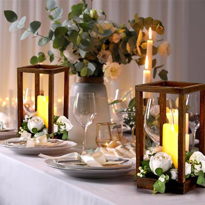 30 Pcs Wedding Lantern Centerpiece with Candle Holders, White Flower - color: White Flower